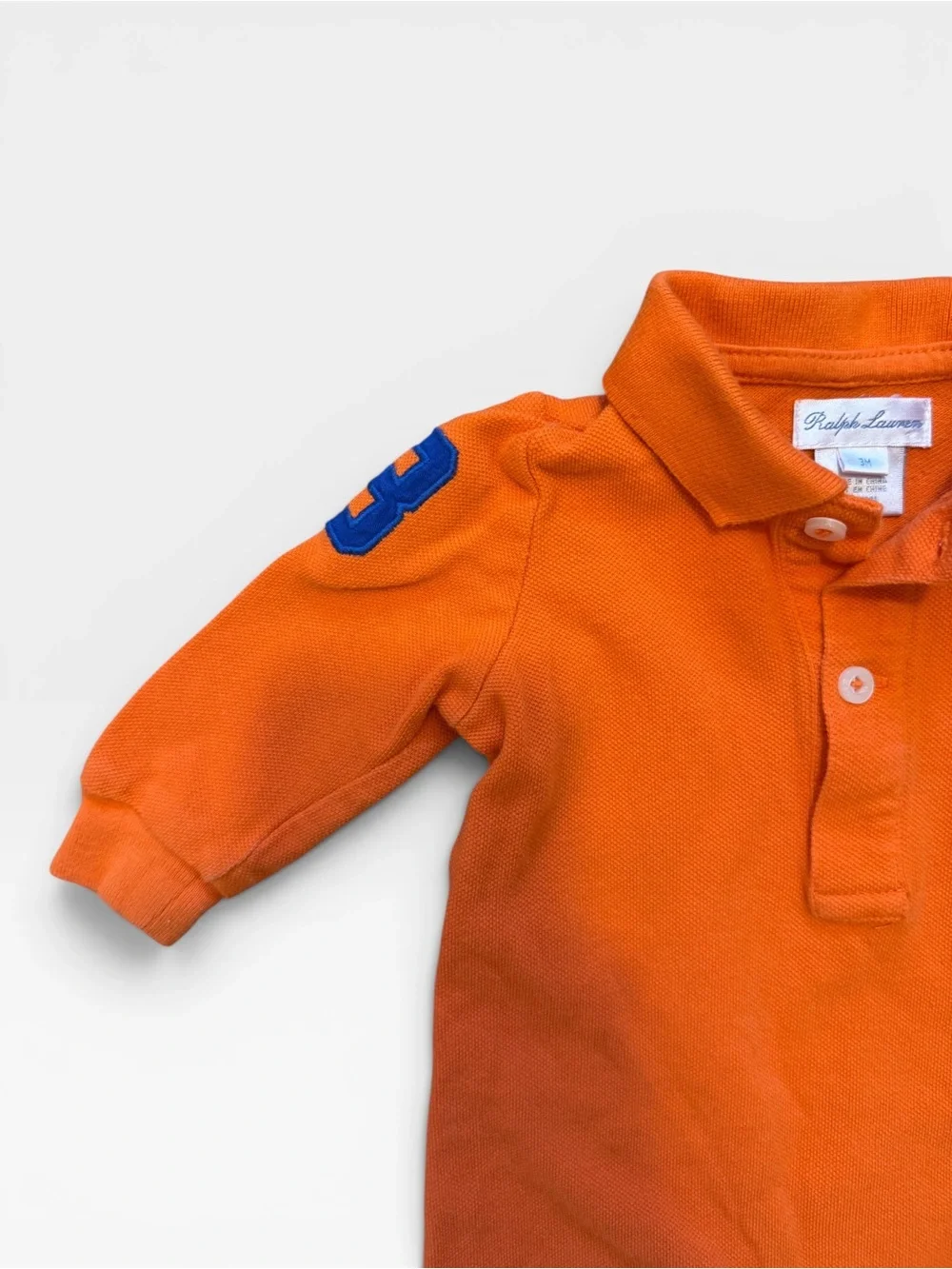 Ralph Lauren Orange Polo Footed One-Piece Big Pony Size 3M